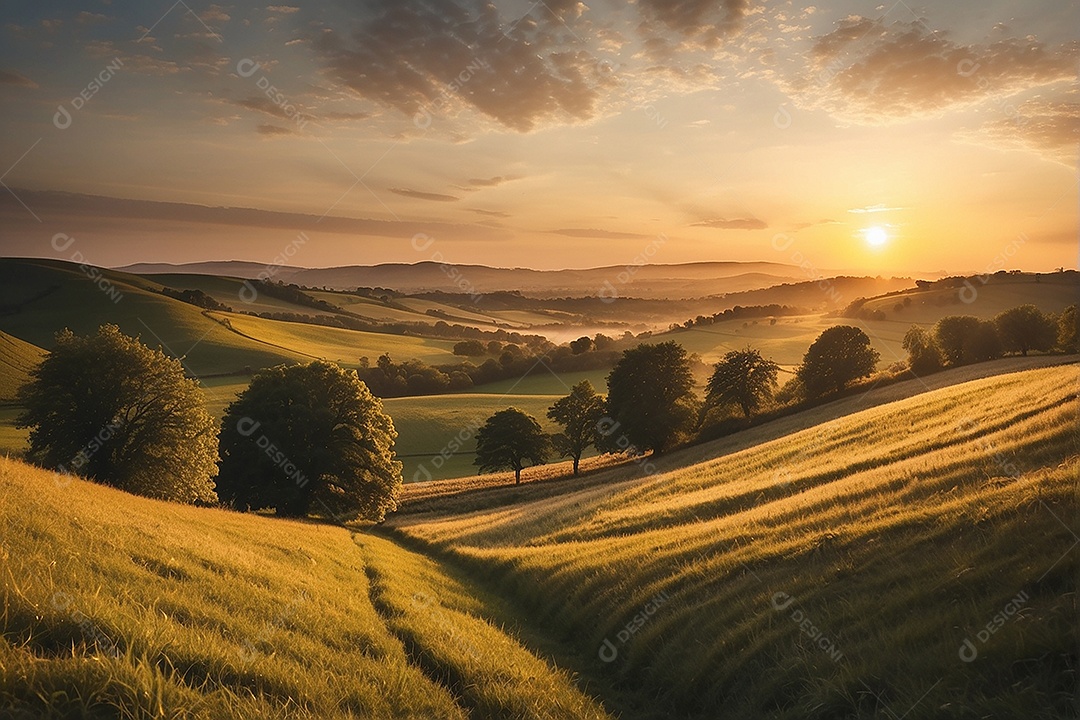 Padrão, uma foto de um campo tranquilo com colinas