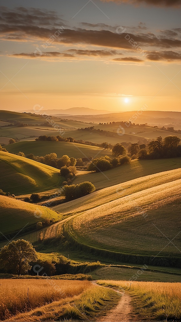 Padrão, uma foto de um campo tranquilo com colinas