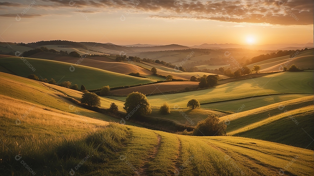 Padrão, uma foto de um campo tranquilo com colinas