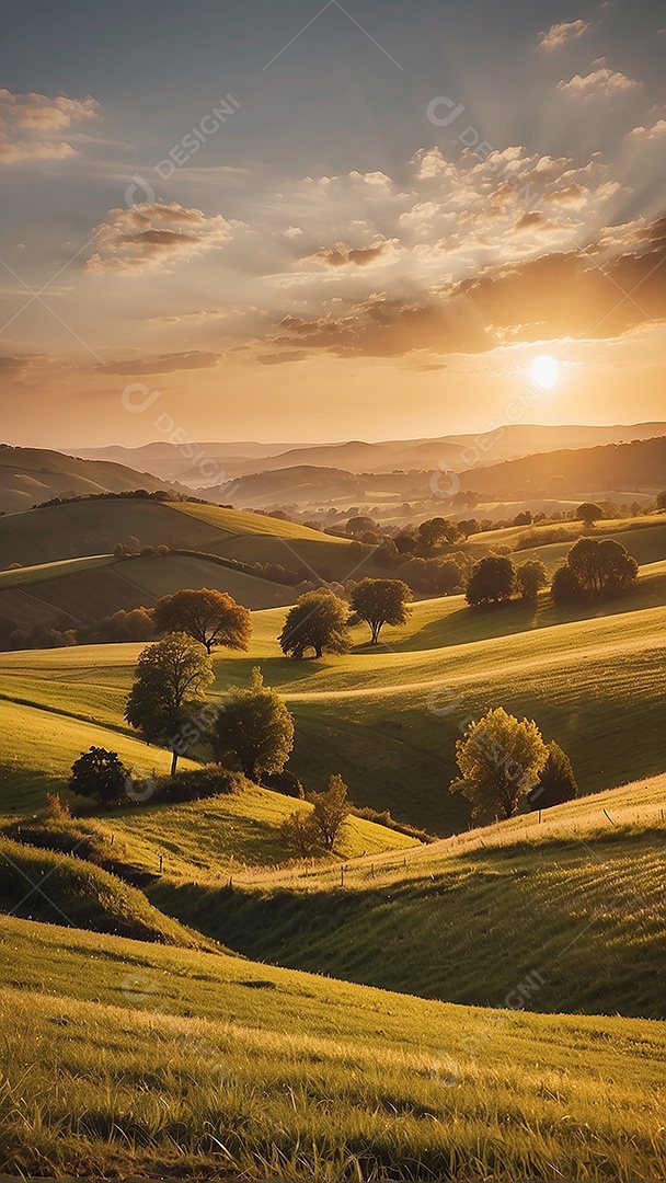 Padrão, uma foto de um campo tranquilo com colinas