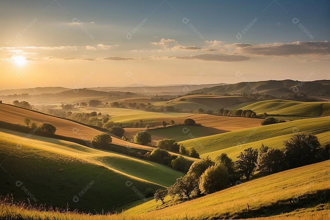 Padrão, uma foto de um campo tranquilo com colinas