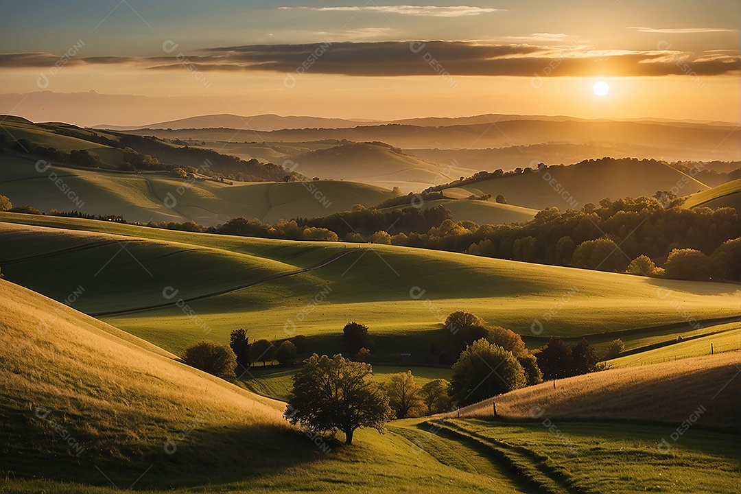 Padrão, uma foto de um campo tranquilo com colinas