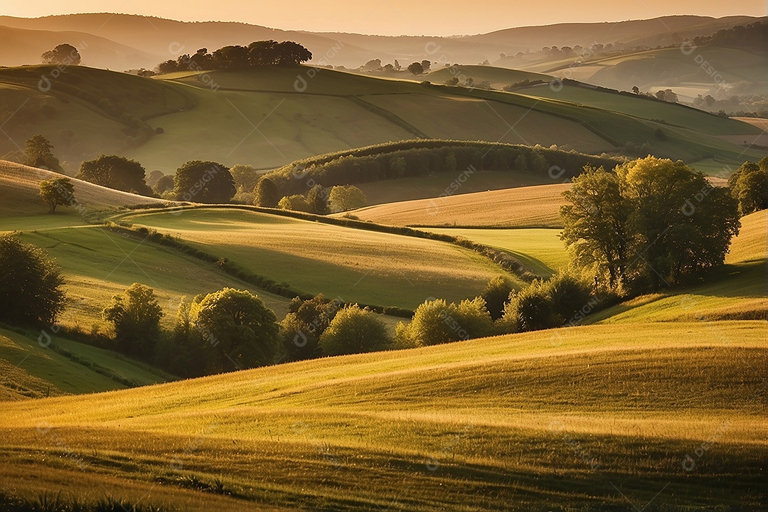 Padrão, uma foto de um campo tranquilo com colinas