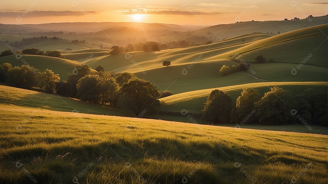 Padrão, uma foto de um campo tranquilo com colinas