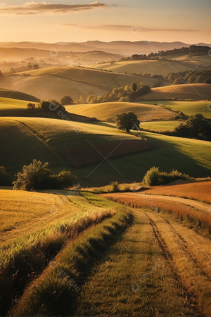 Padrão, uma foto de um campo tranquilo com colinas