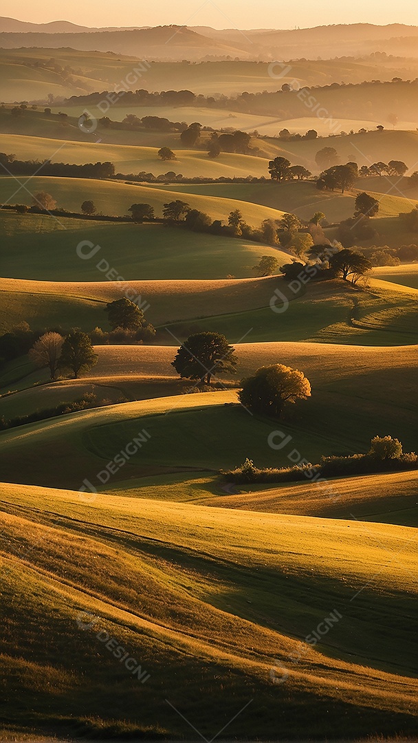 Padrão, uma foto de um campo tranquilo com colinas