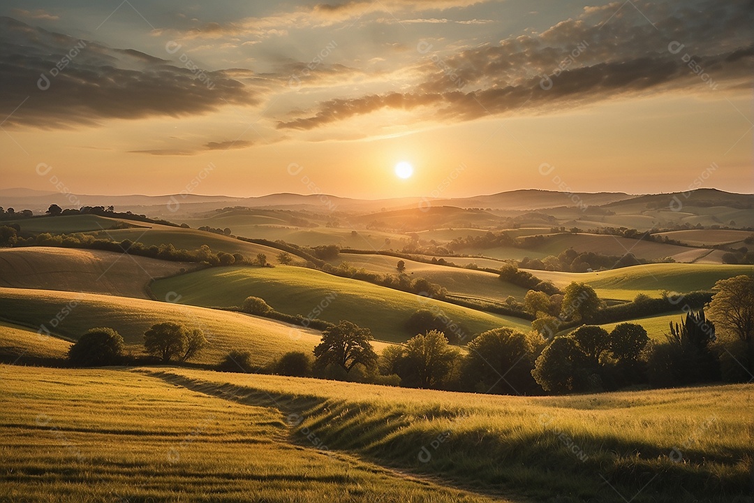 Padrão, uma foto de um campo tranquilo com colinas