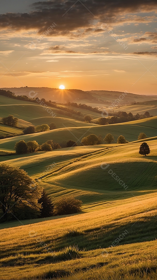 Padrão, uma foto de um campo tranquilo com colinas