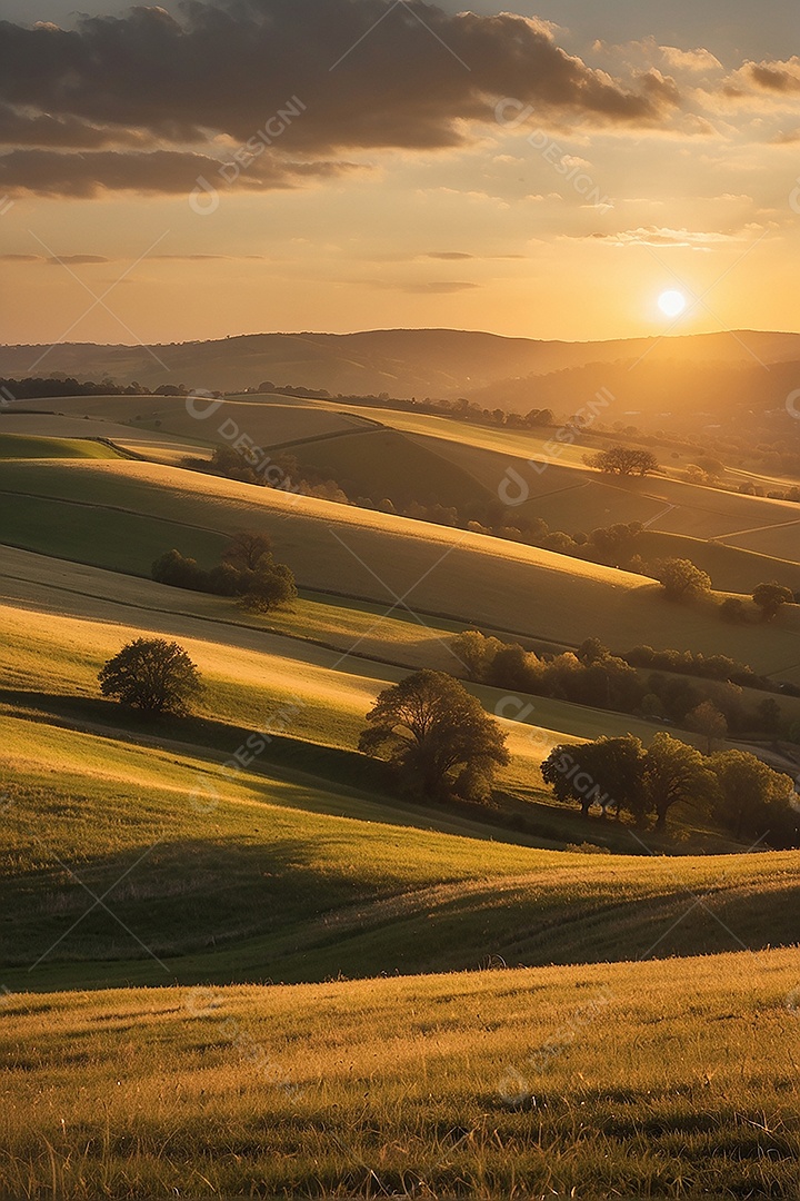 Padrão, uma foto de um campo tranquilo com colinas