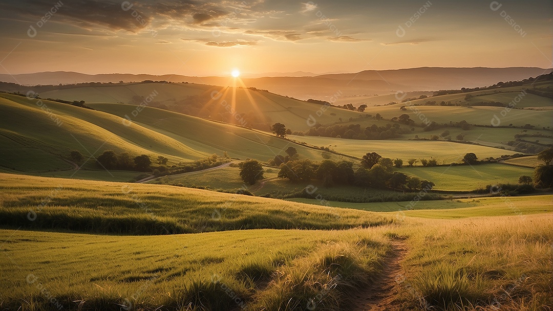 Padrão, uma foto de um campo tranquilo com colinas
