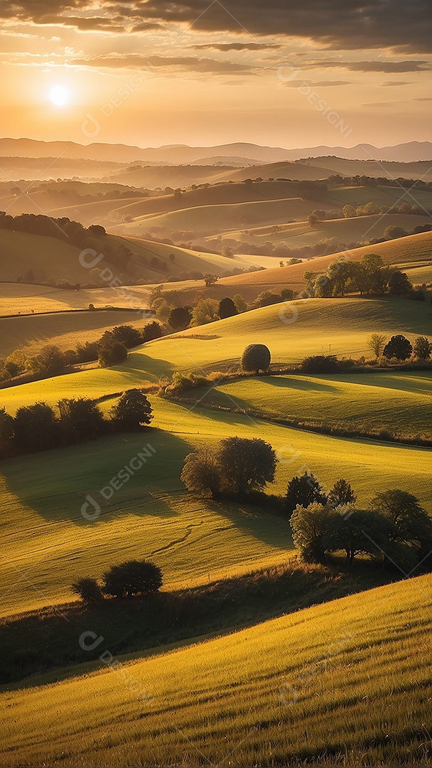 Padrão, uma foto de um campo tranquilo com colinas