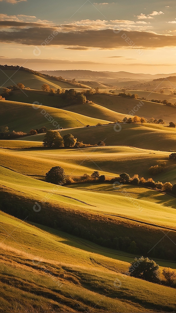 Padrão, uma foto de um campo tranquilo com colinas