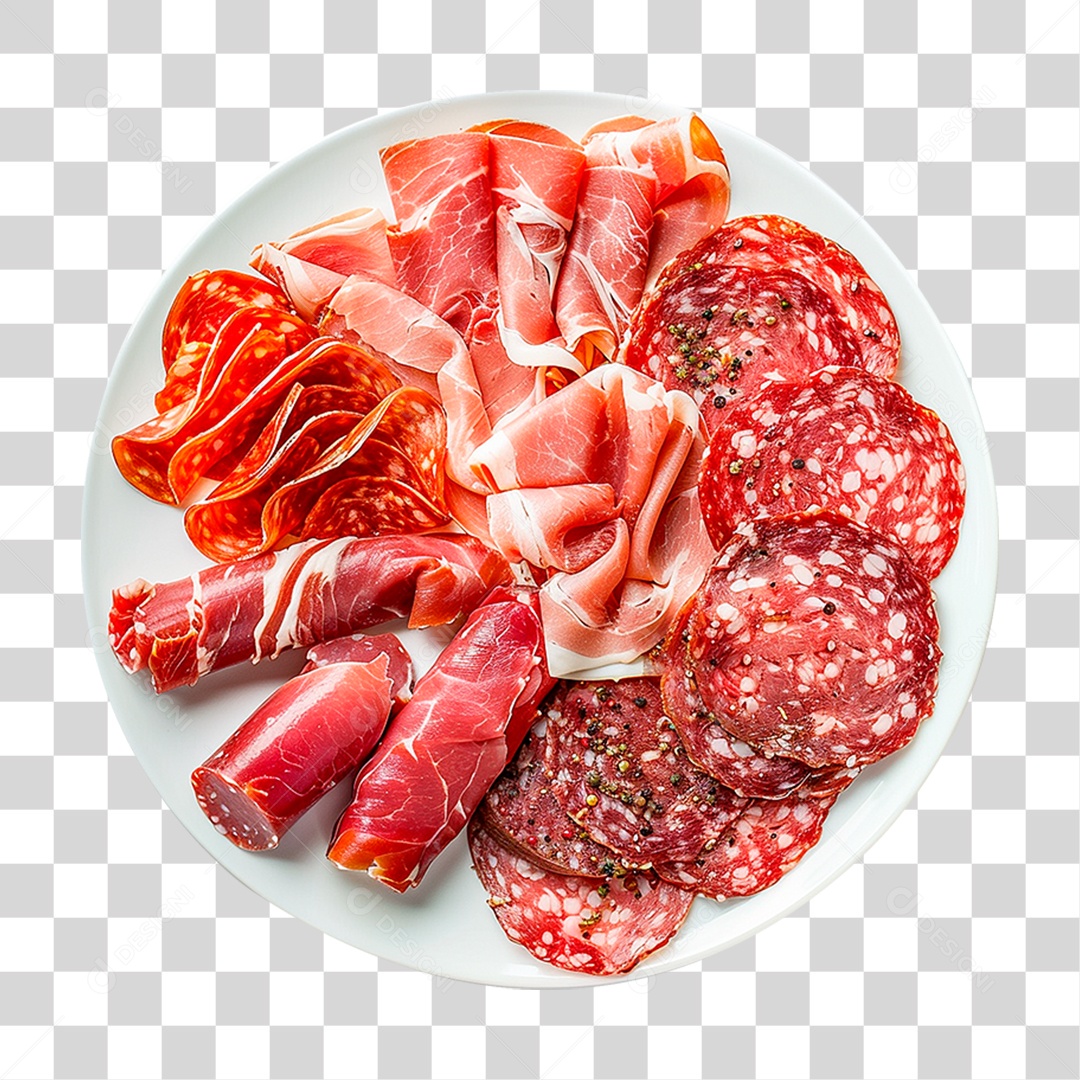 Prato de Salame Italiano PNG Transparente