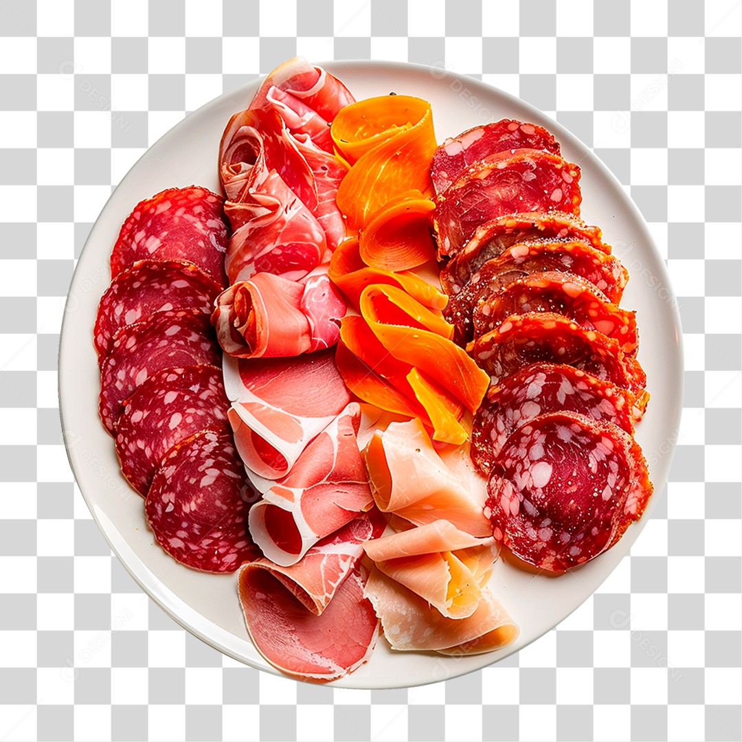 Prato de Salame Italiano PNG Transparente