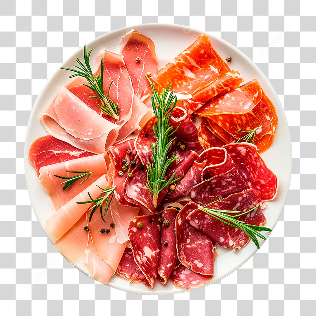 Prato de Salame Italiano PNG Transparente