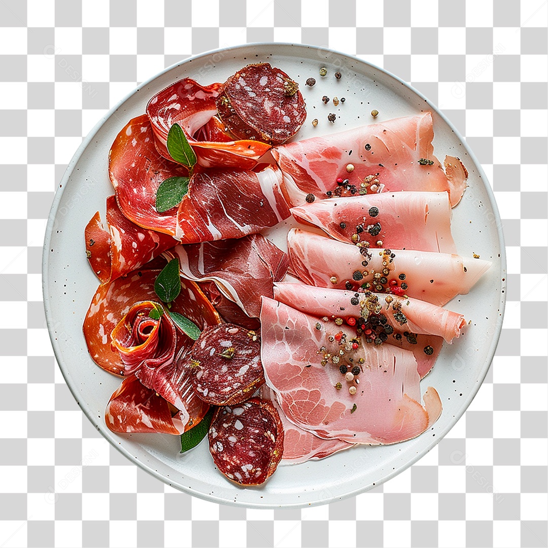 Prato de Salame Italiano PNG Transparente