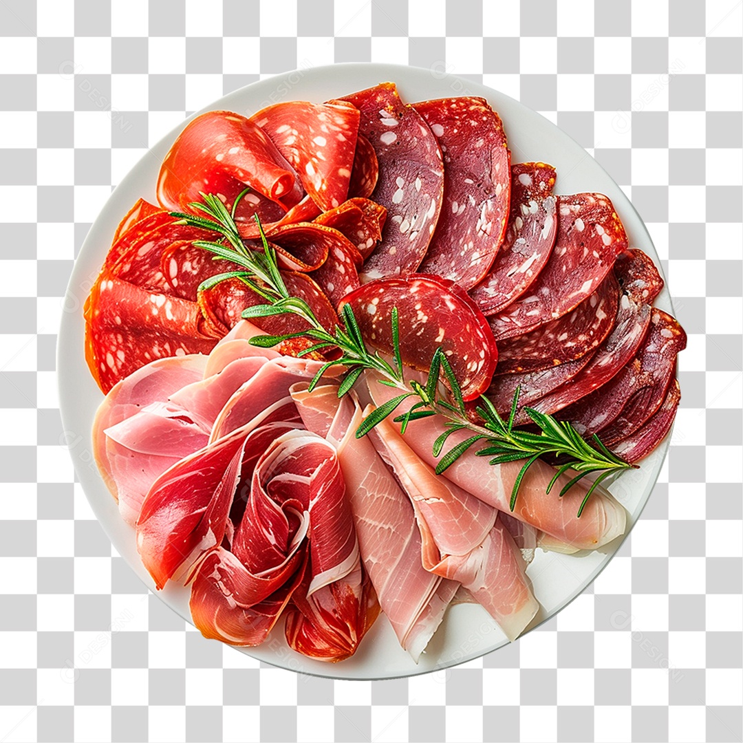 Prato de Salame Italiano PNG Transparente