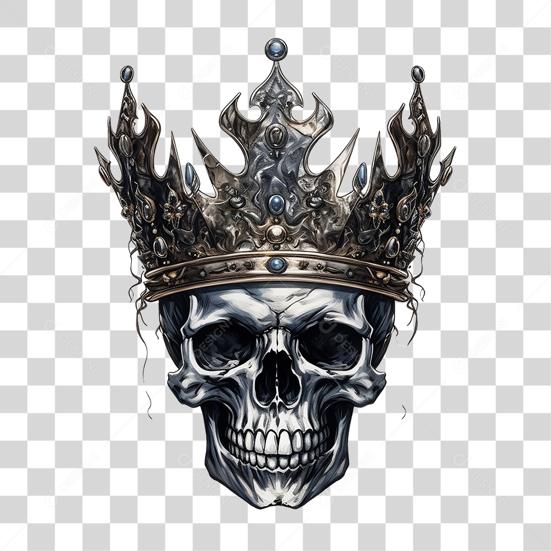 Crânio de Rei com Coroa PNG Transparente