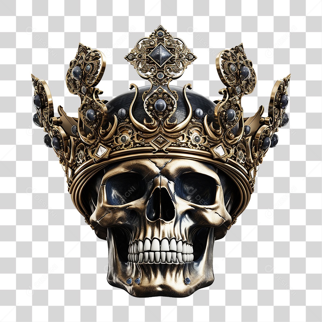 Crânio de Rei com Coroa PNG Transparente