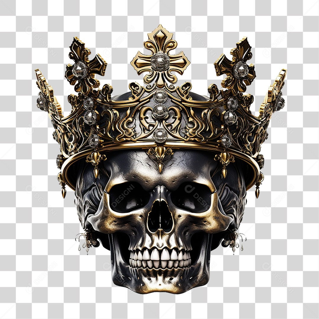 Crânio de Rei com Coroa PNG Transparente