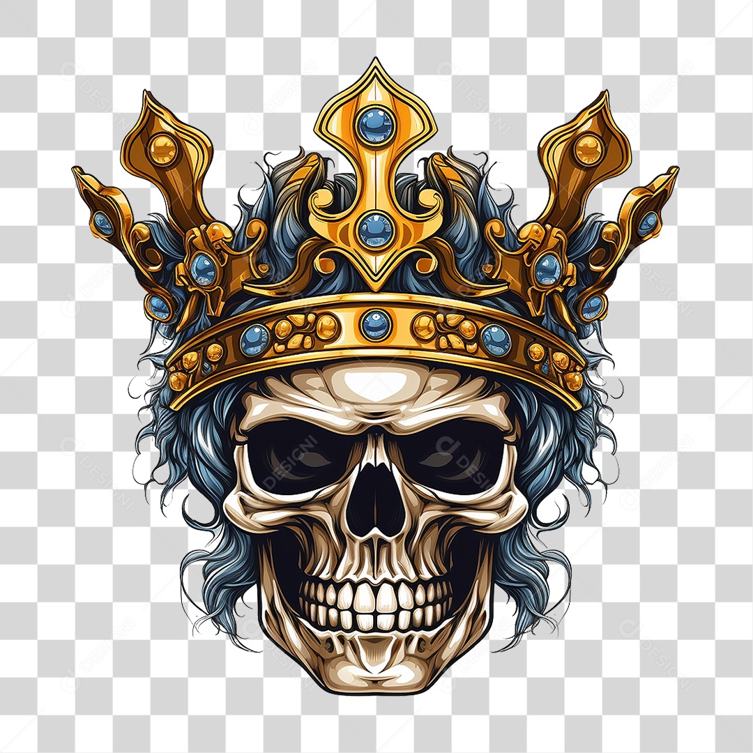 Crânio de Rei com Coroa PNG Transparente