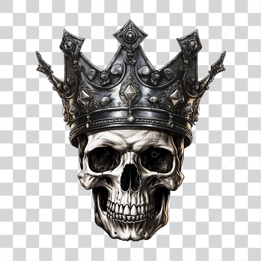 Crânio de Rei com Coroa PNG Transparente