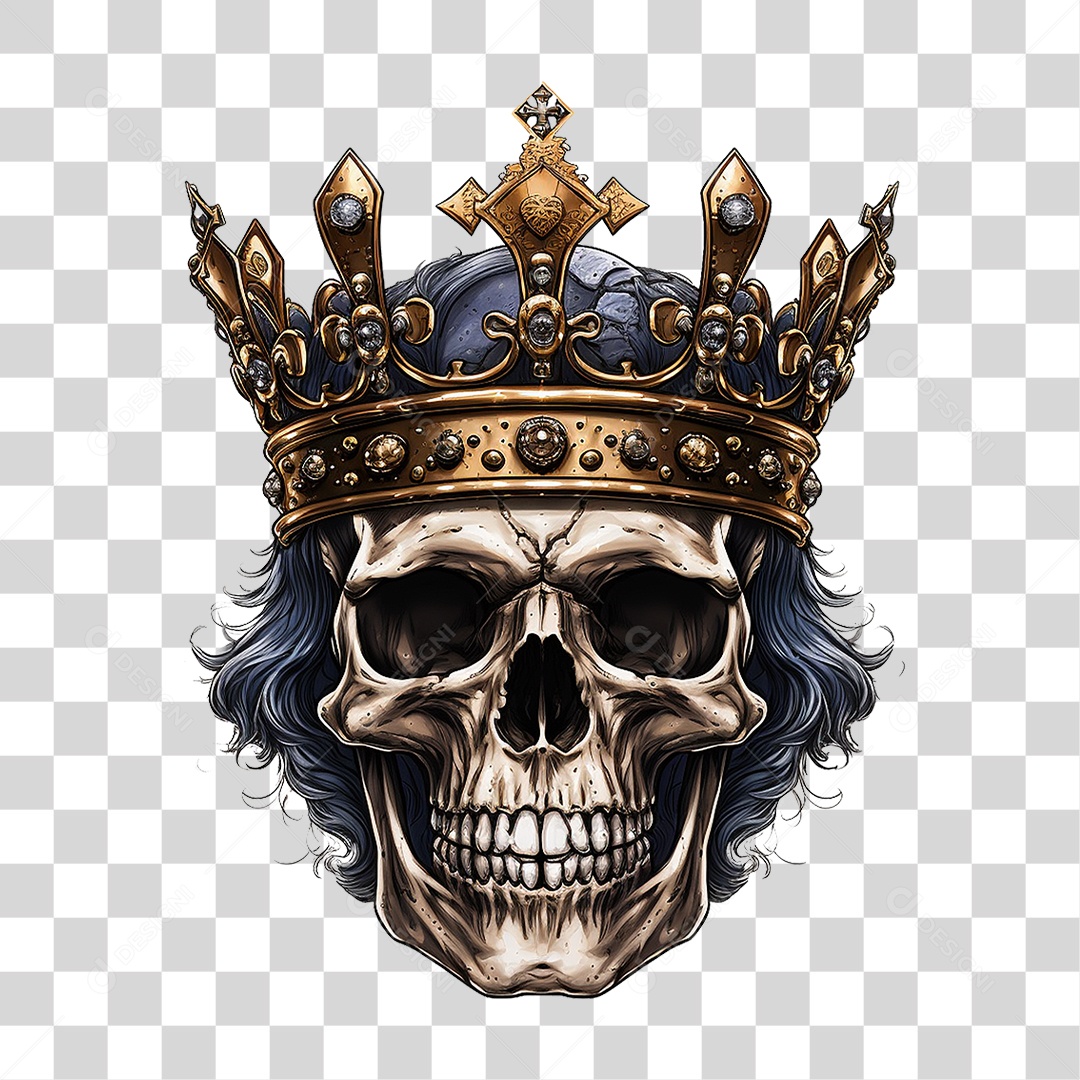 Crânio de Rei com Coroa PNG Transparente