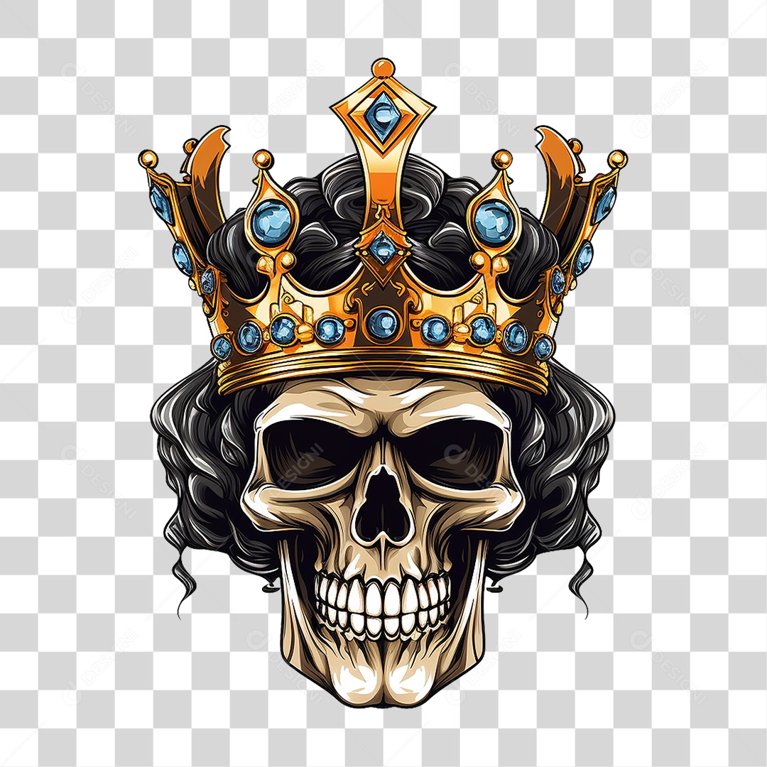 Crânio de Rei com Coroa PNG Transparente