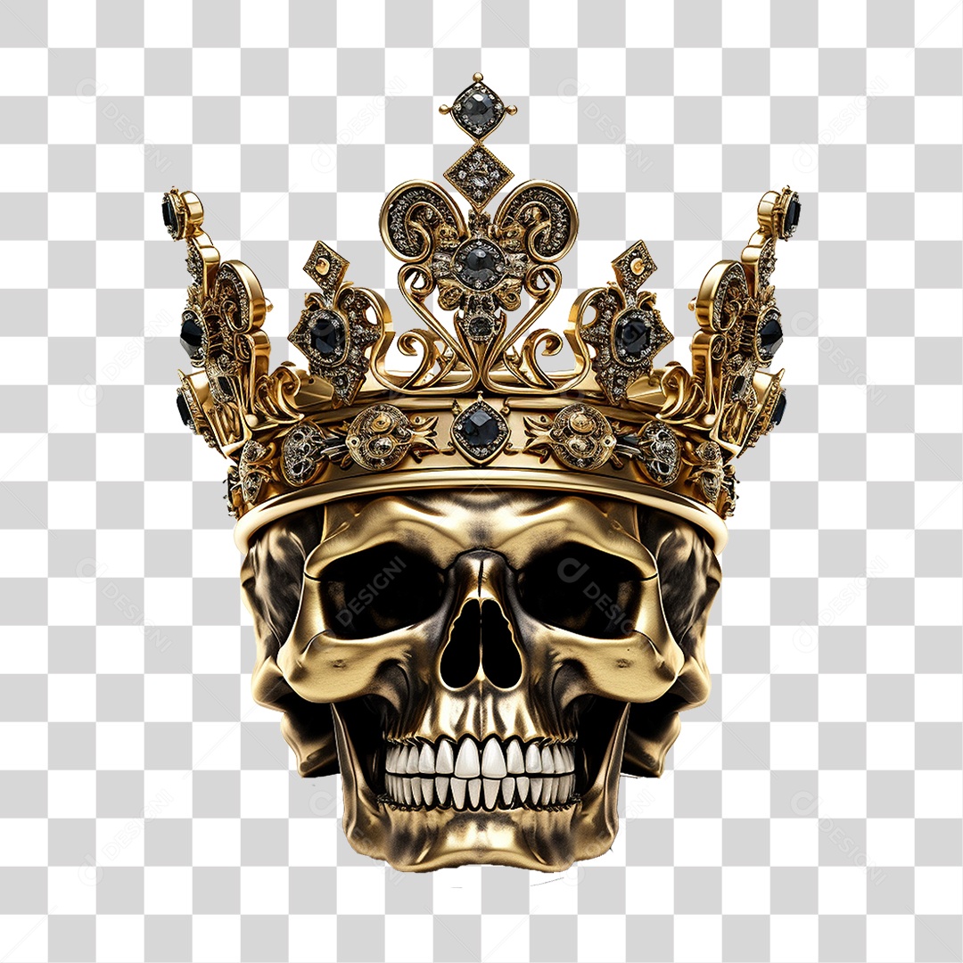 Crânio de Rei com Coroa PNG Transparente
