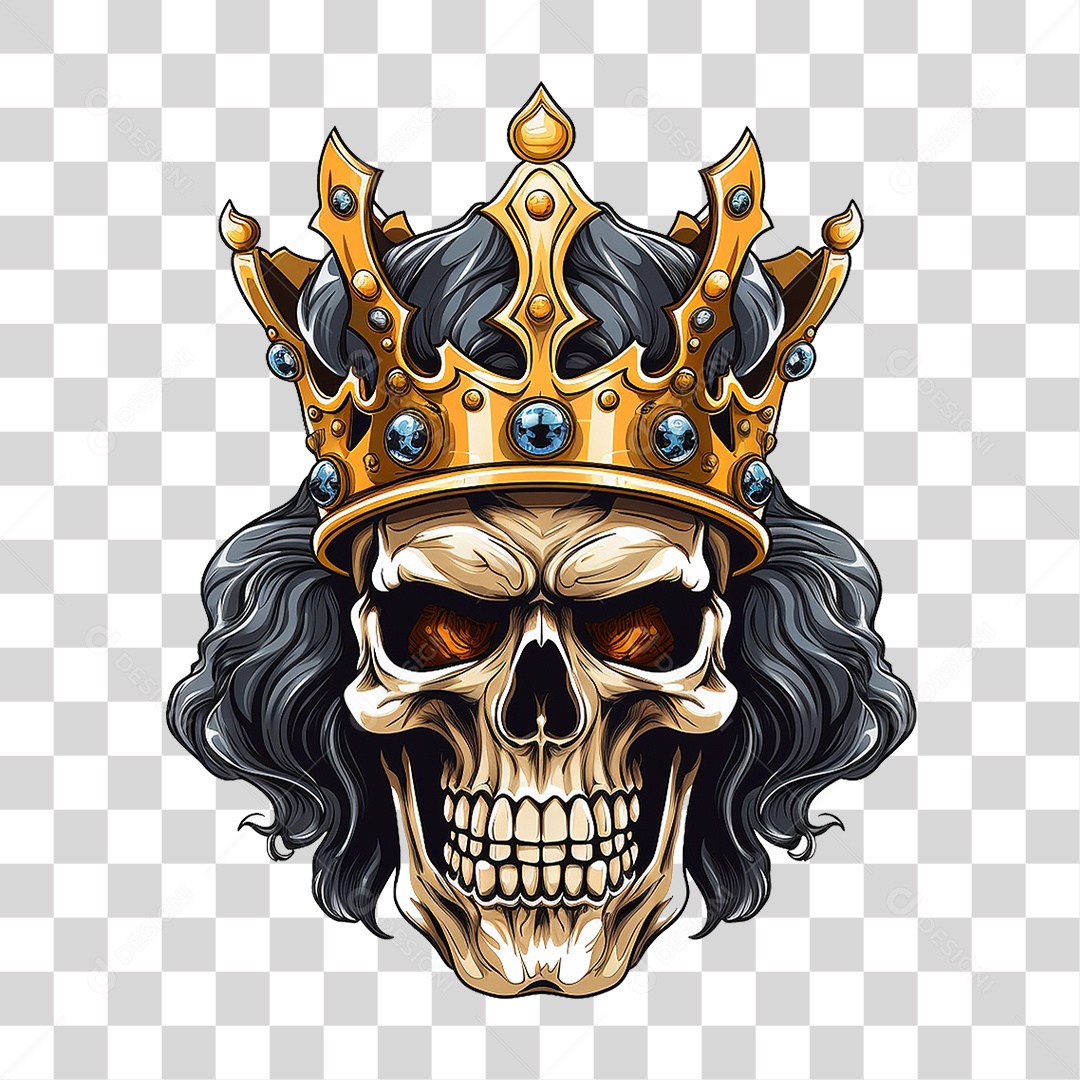 Crânio de Rei com Coroa PNG Transparente