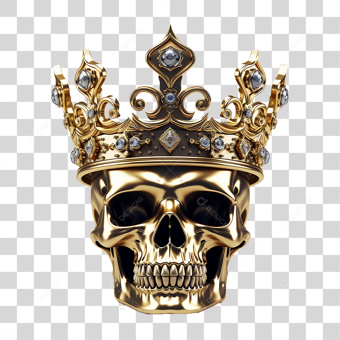 Crânio de Rei com Coroa PNG Transparente
