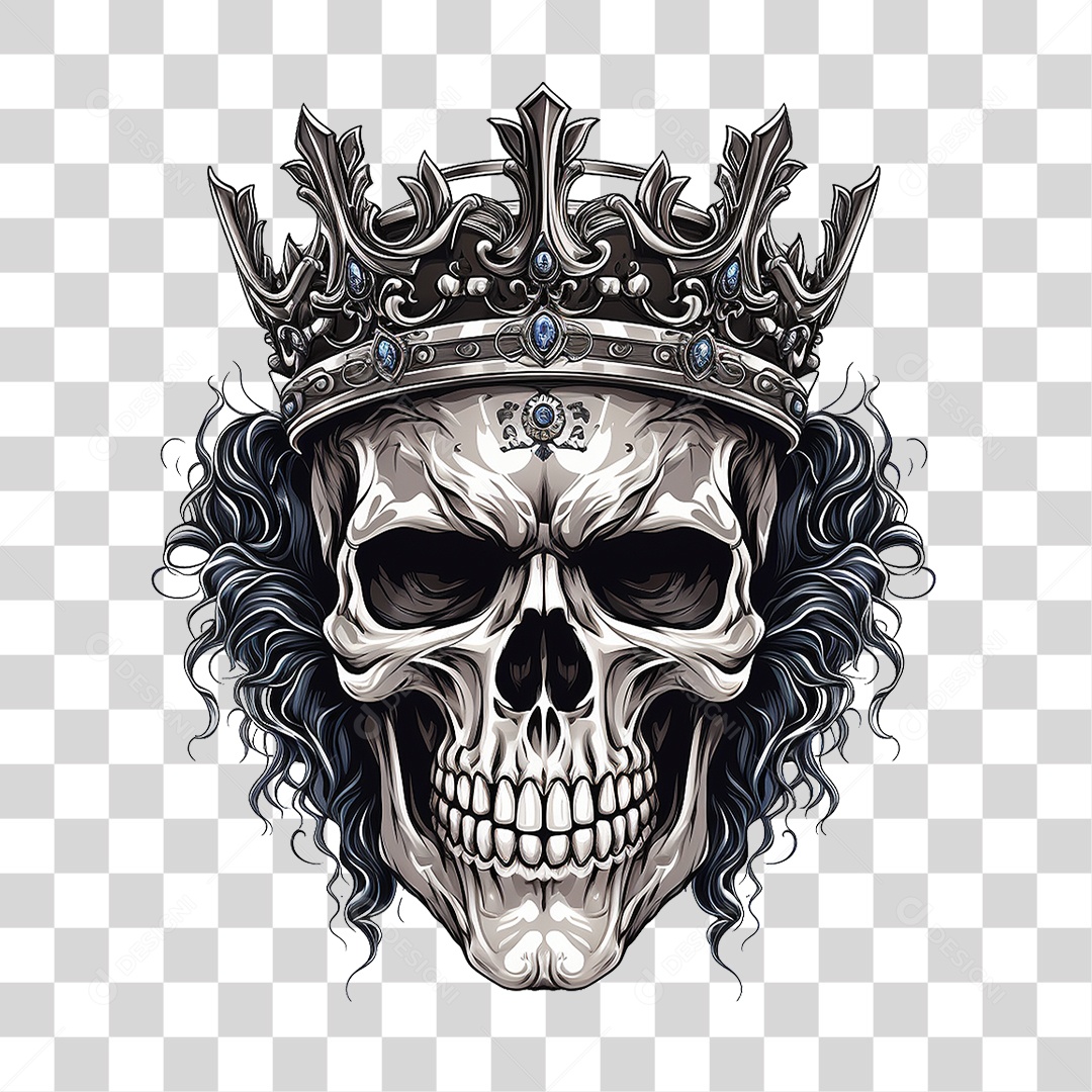 Crânio de Rei com Coroa PNG Transparente