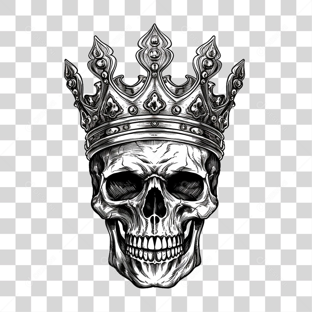 Crânio de Rei com Coroa PNG Transparente