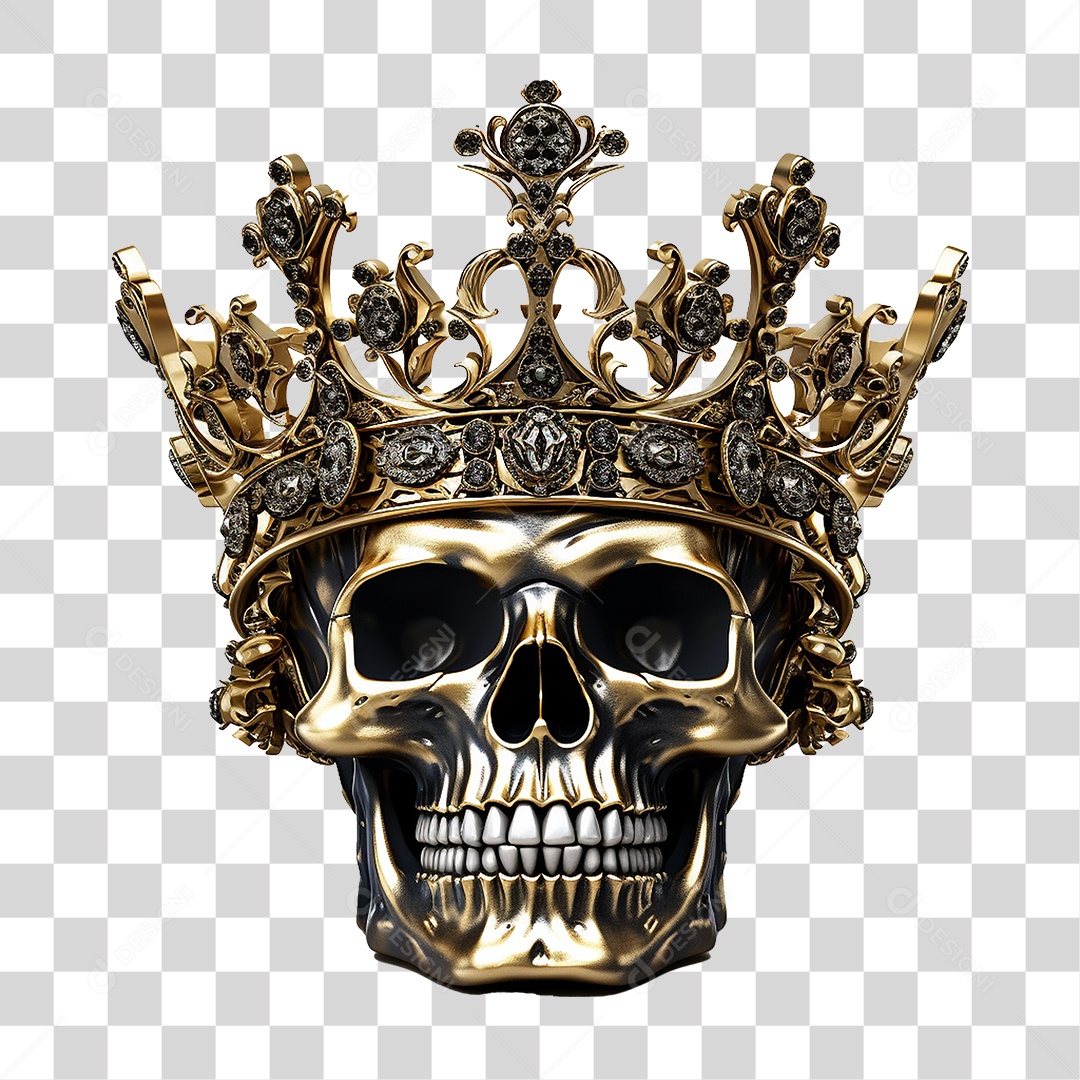 Crânio de Rei com Coroa PNG Transparente