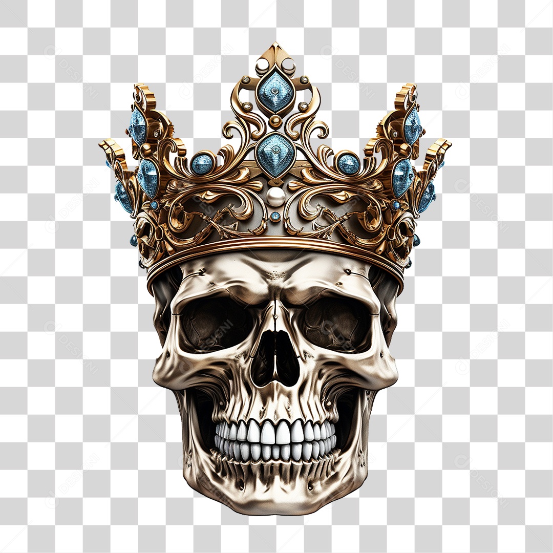 Crânio de Rei com Coroa PNG Transparente