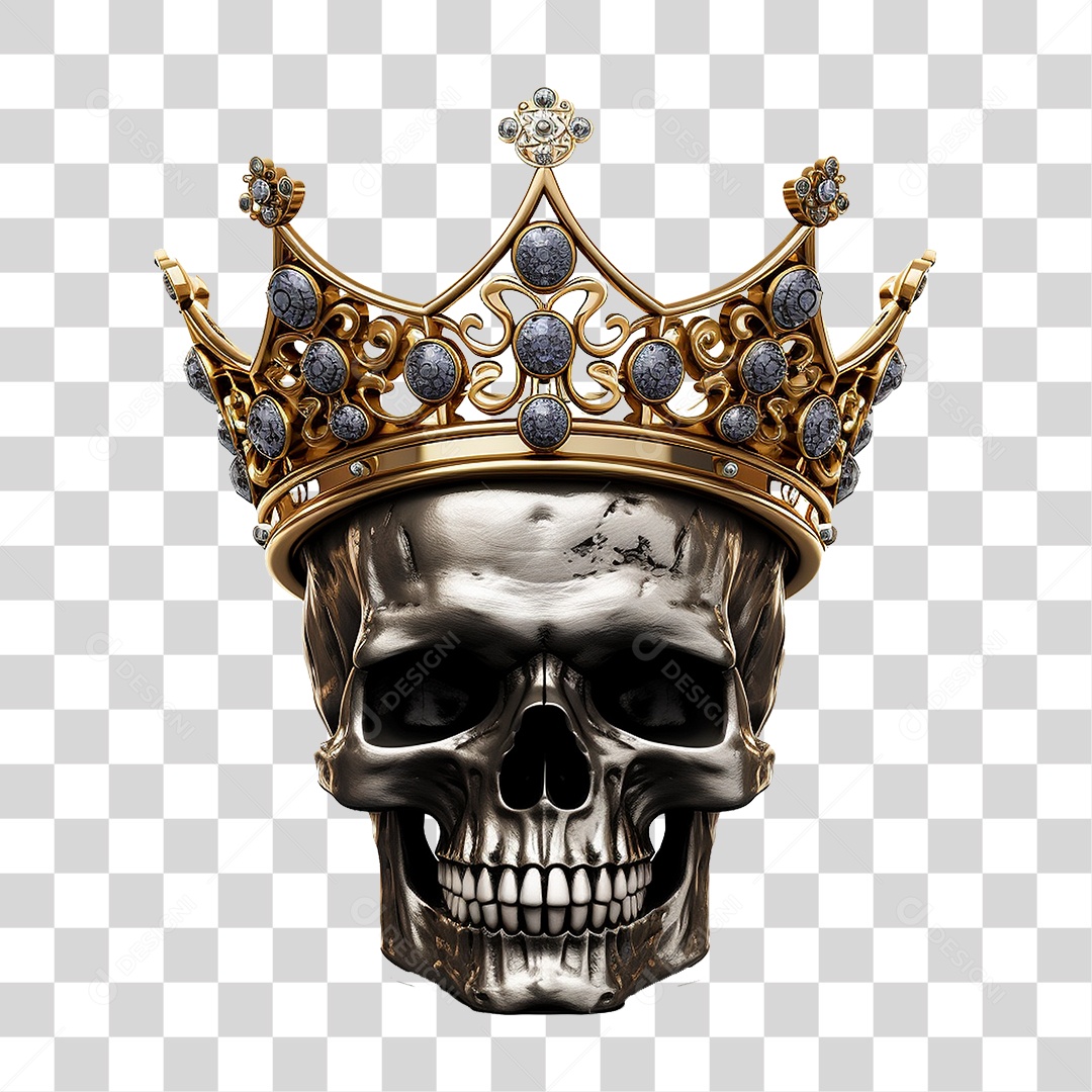 Crânio de Rei com Coroa PNG Transparente