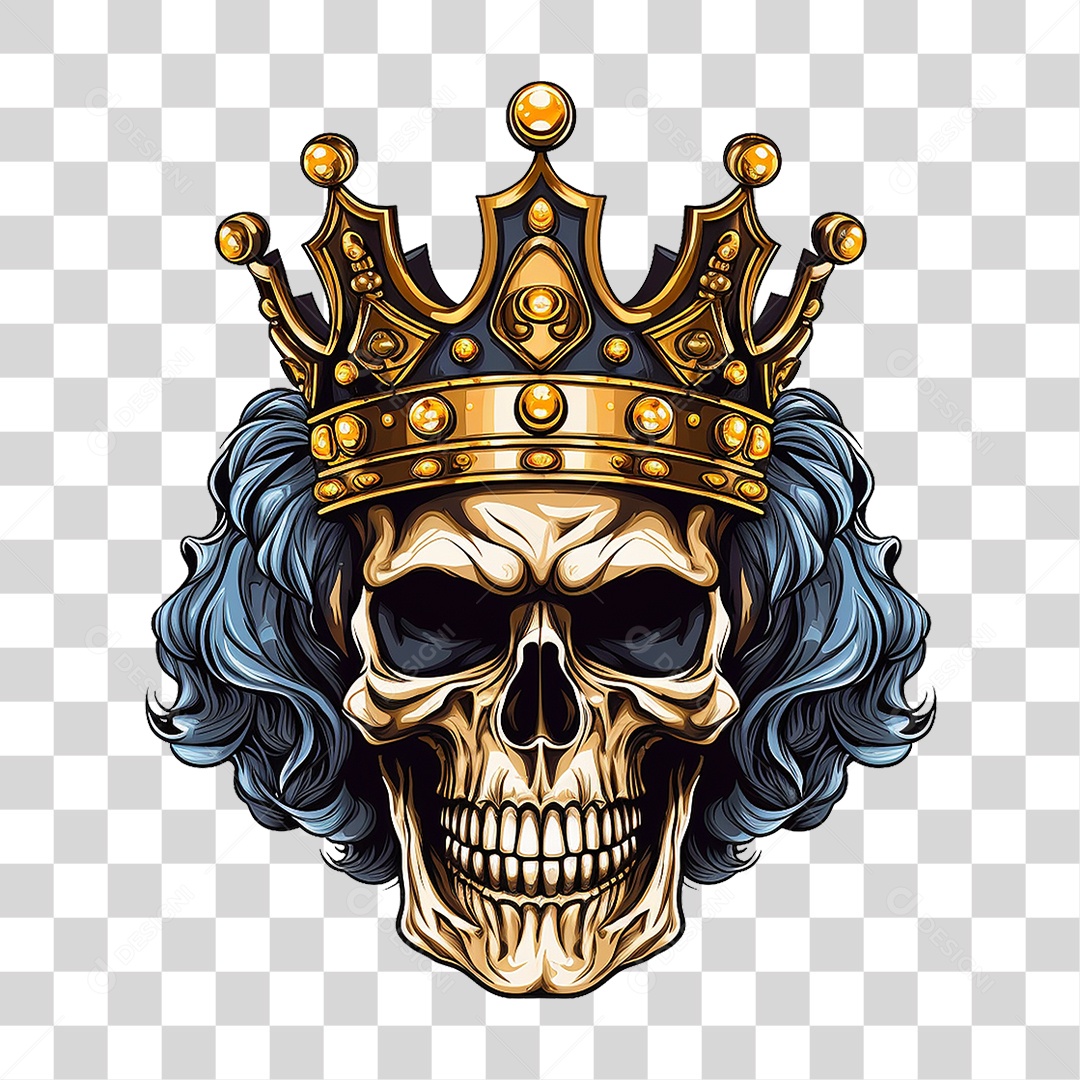 Crânio de Rei com Coroa PNG Transparente