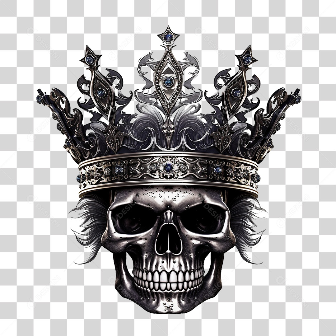 Crânio de Rei com Coroa PNG Transparente