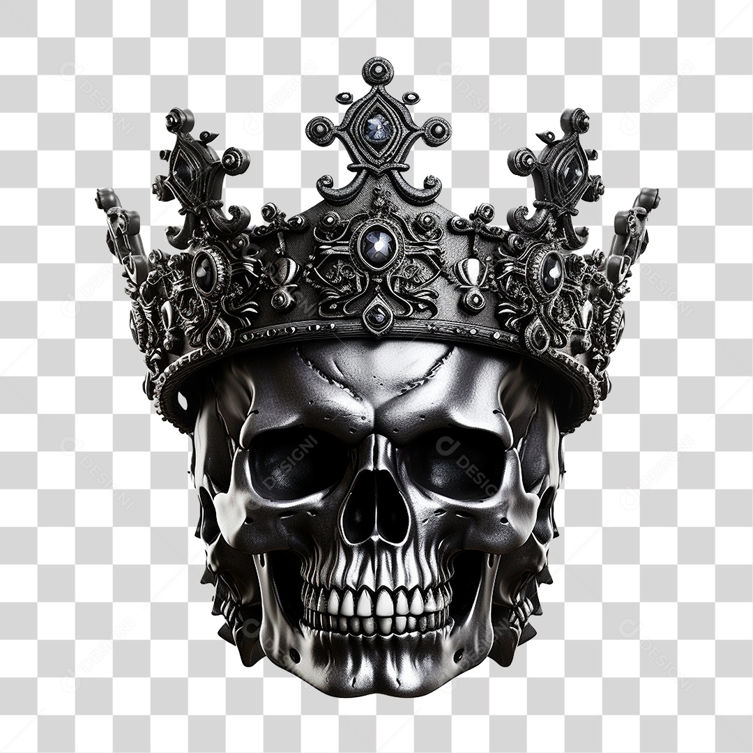 Crânio de Rei com Coroa PNG Transparente