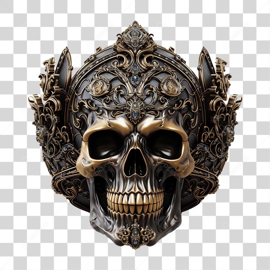 Crânio de Rei com Coroa PNG Transparente