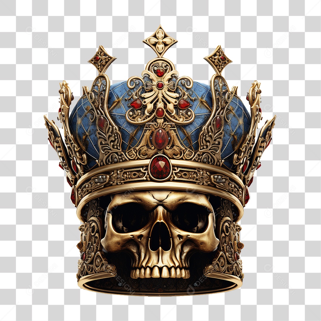Crânio de Rei com Coroa PNG Transparente