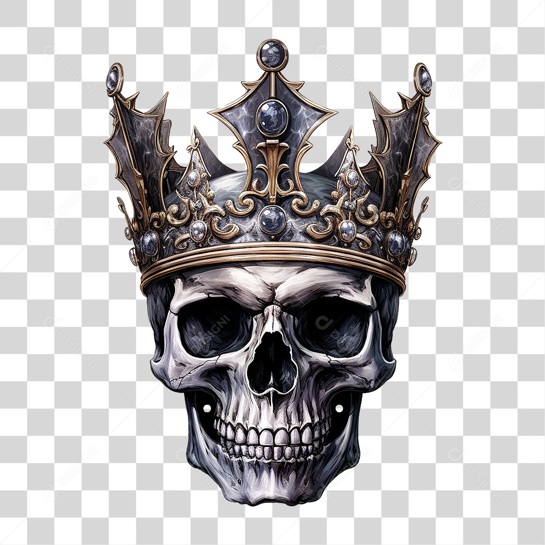 Crânio de Rei com Coroa PNG Transparente