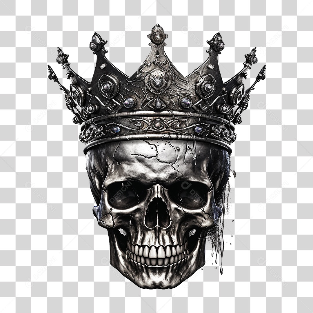 Crânio de Rei com Coroa PNG Transparente