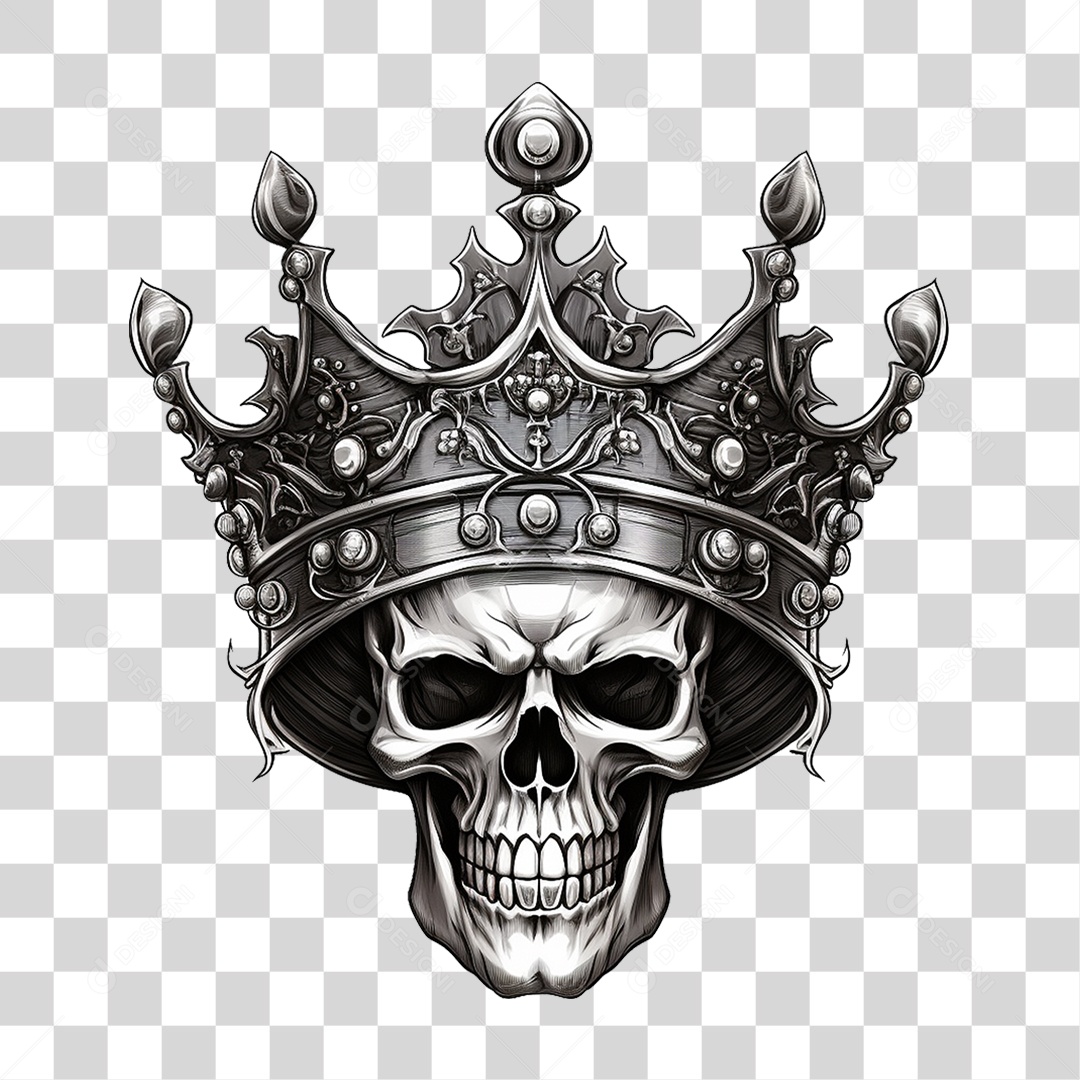 Crânio de Rei com Coroa PNG Transparente