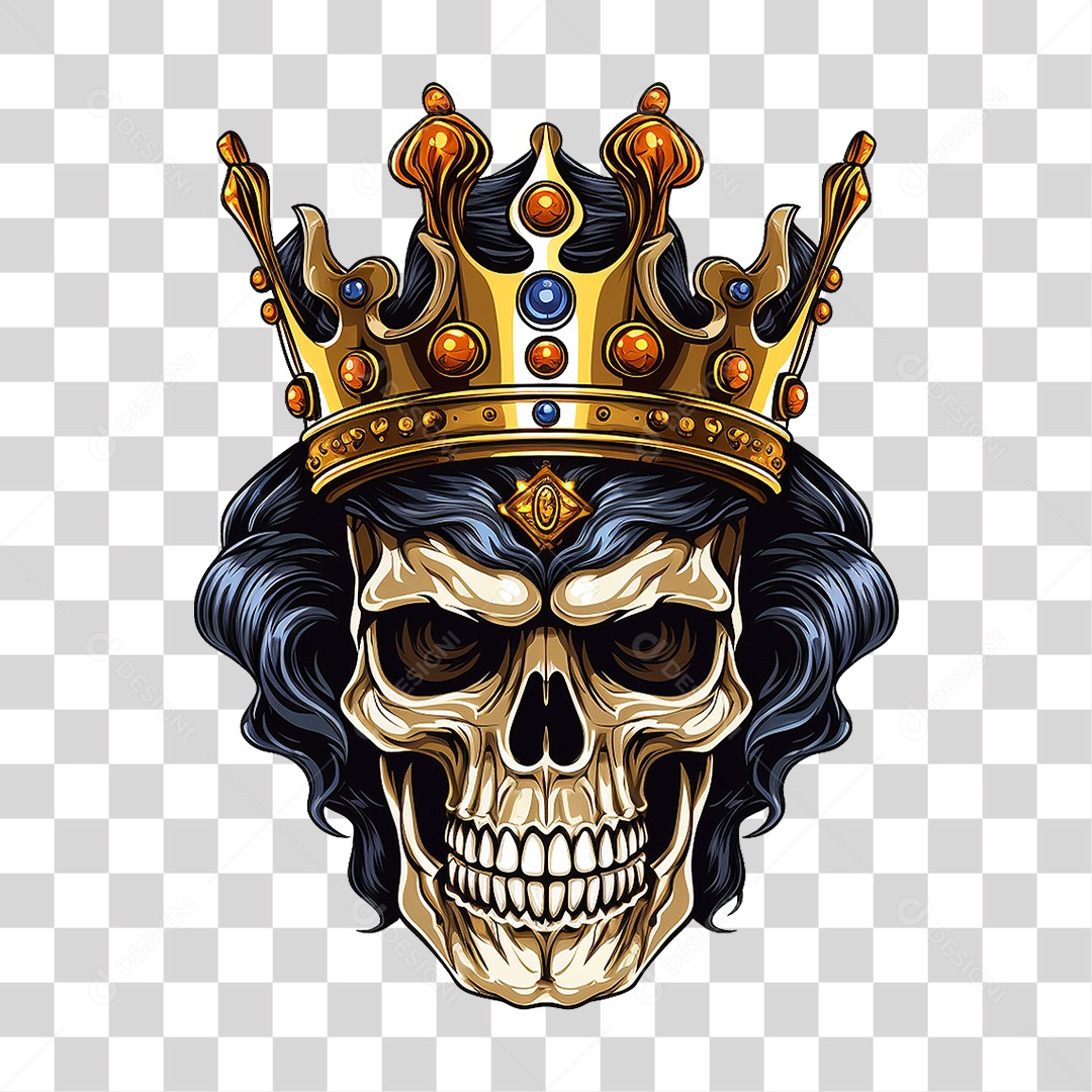 Crânio de Rei com Coroa PNG Transparente