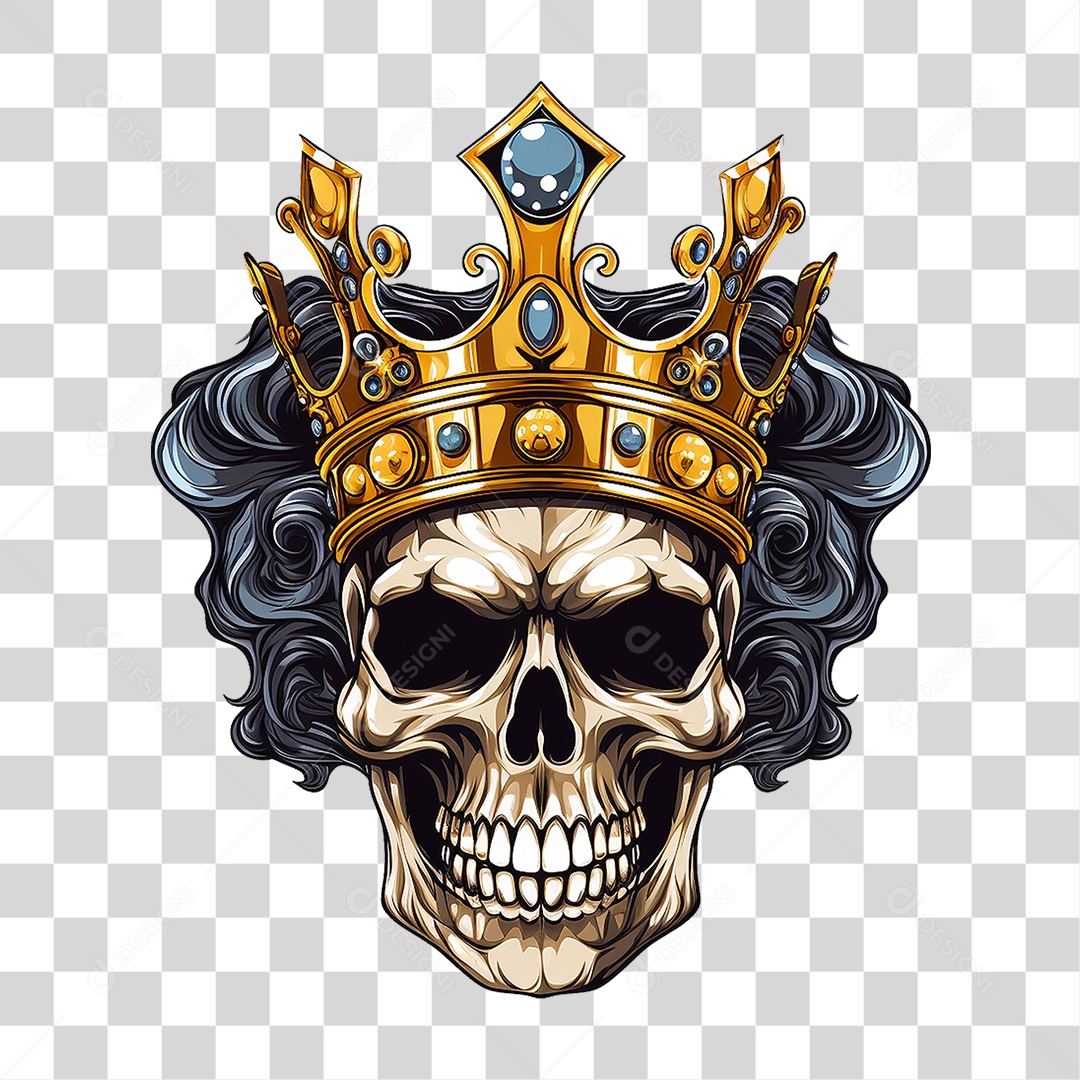 Crânio de Rei com Coroa PNG Transparente