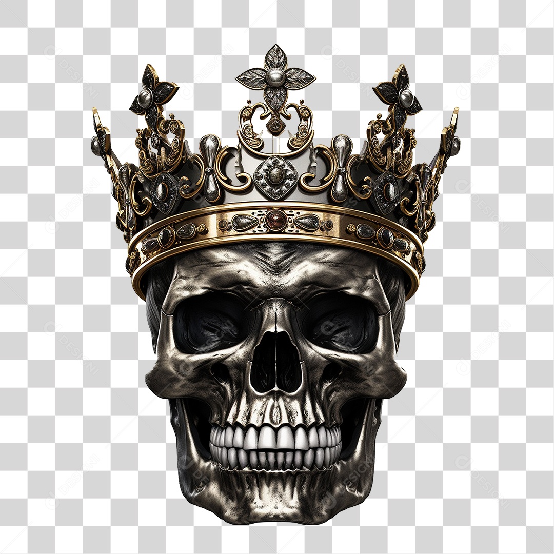 Crânio de Rei com Coroa PNG Transparente