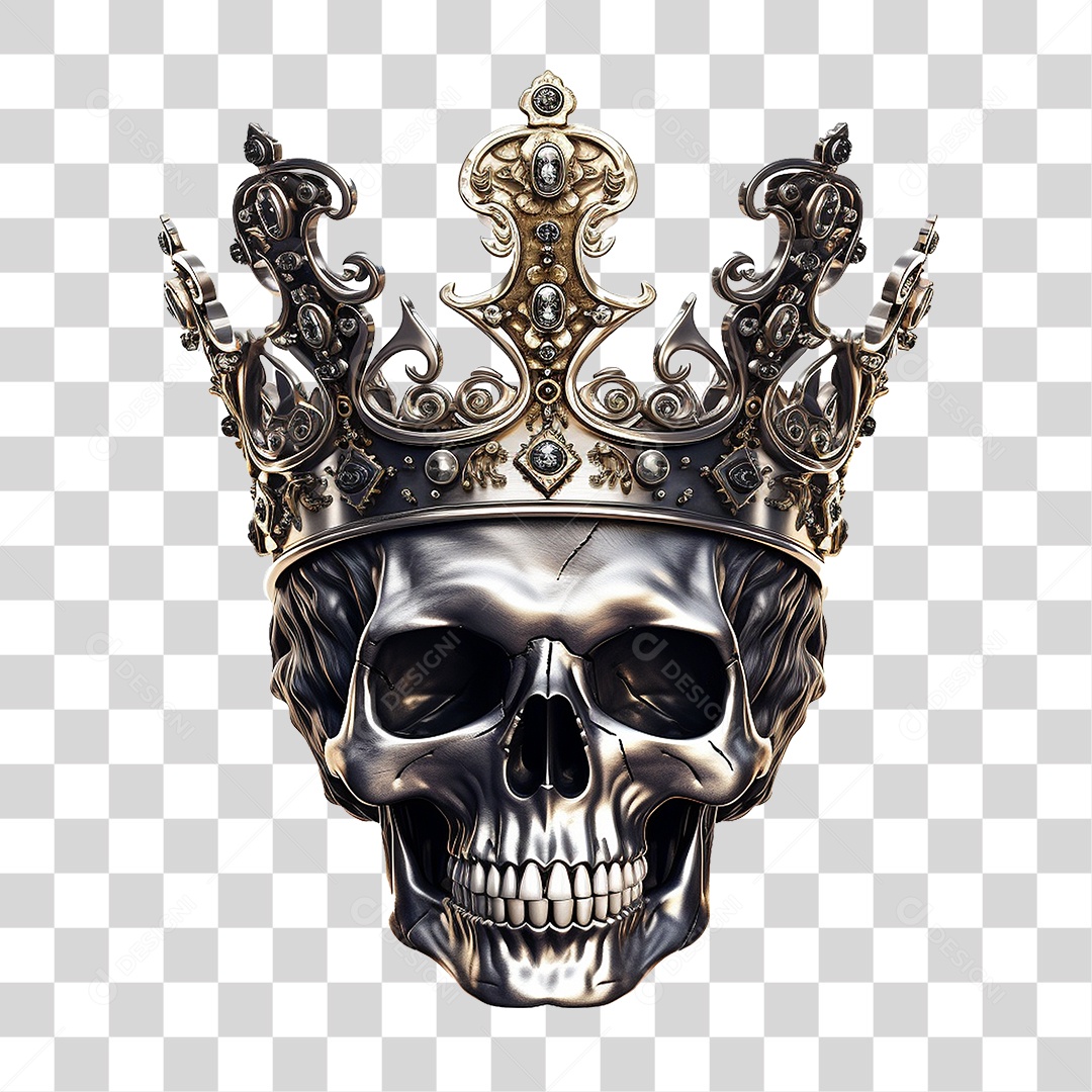 Crânio de Rei com Coroa PNG Transparente