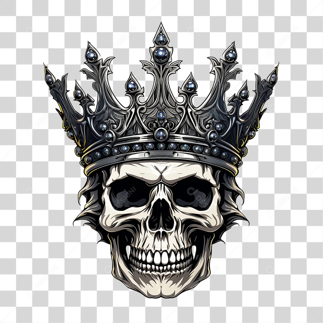 Crânio de Rei com Coroa PNG Transparente