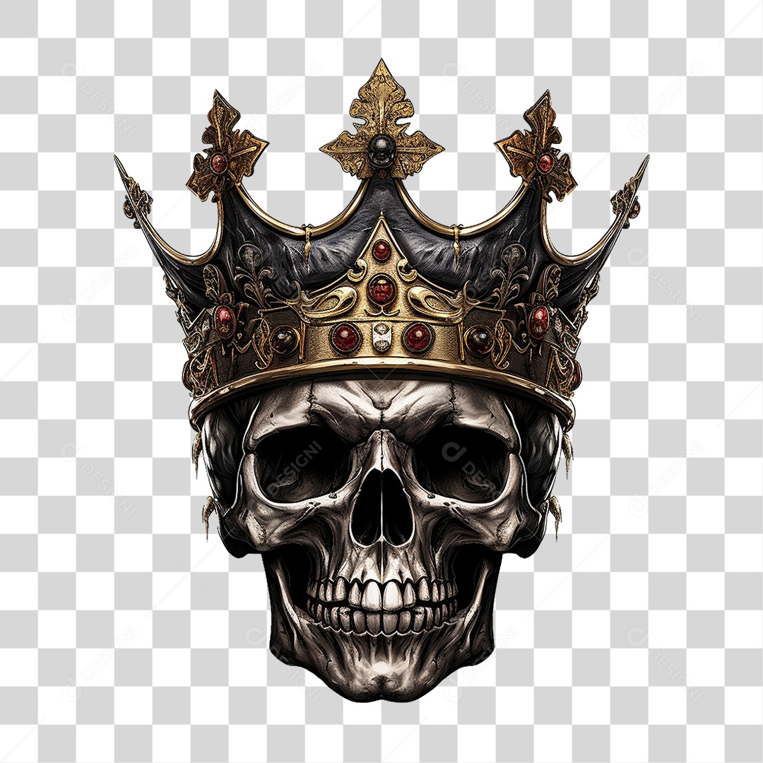 Crânio de Rei com Coroa PNG Transparente